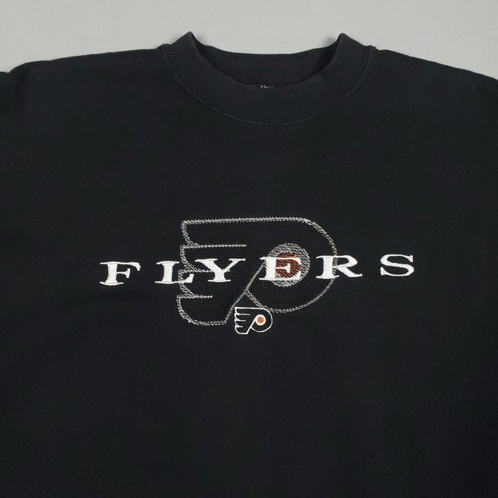 Vtg Starter Philadelphia Flyers Sweatshirt Boy XL Black Embroidered Logo NHL - Picture 2 of 13